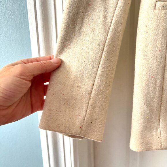 ecru Single Button Speckled Blazer Cream Size 2 - Picture 5 of 14